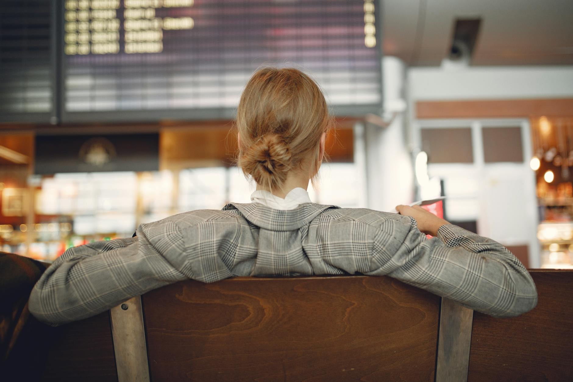 Weekend traveler checking train schedule in Austria